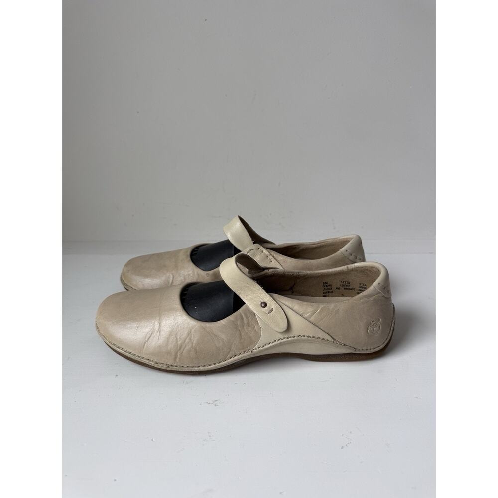 Timberland Womens Slip-on Size 9M Comfy Strap Mary Jane Shoes Ivory Arch Support